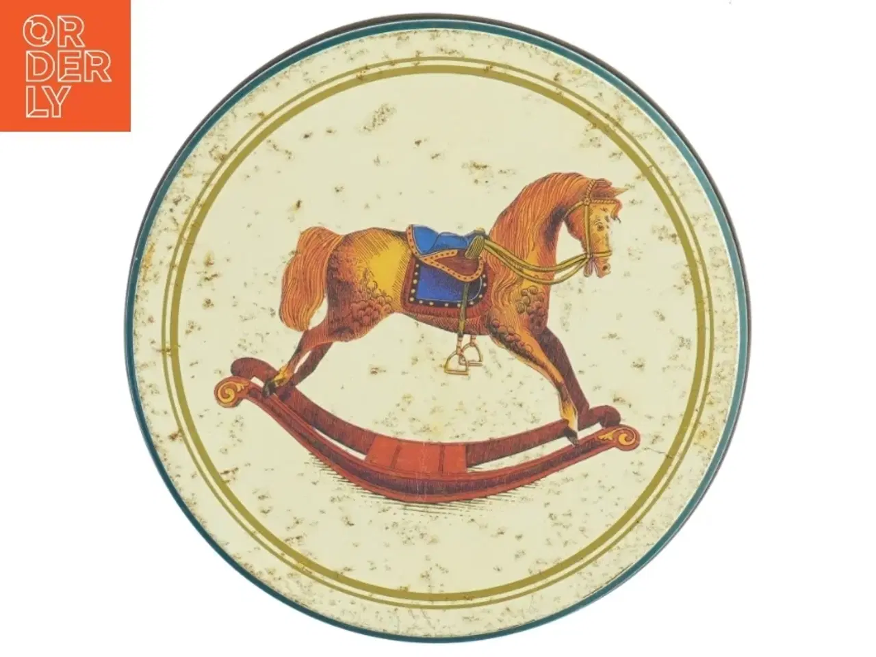 Billede 4 - Antikke legetøjsmotiver Dekoreret metal dåse med låg (str. Ø 17 cm)