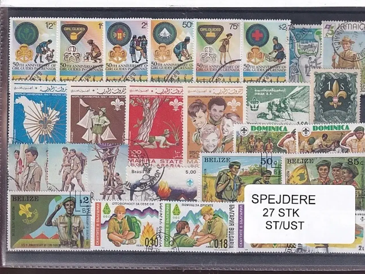 Billede 1 - Spejder på Frimærker. 27 Stk. Stemplet/Ustemplet