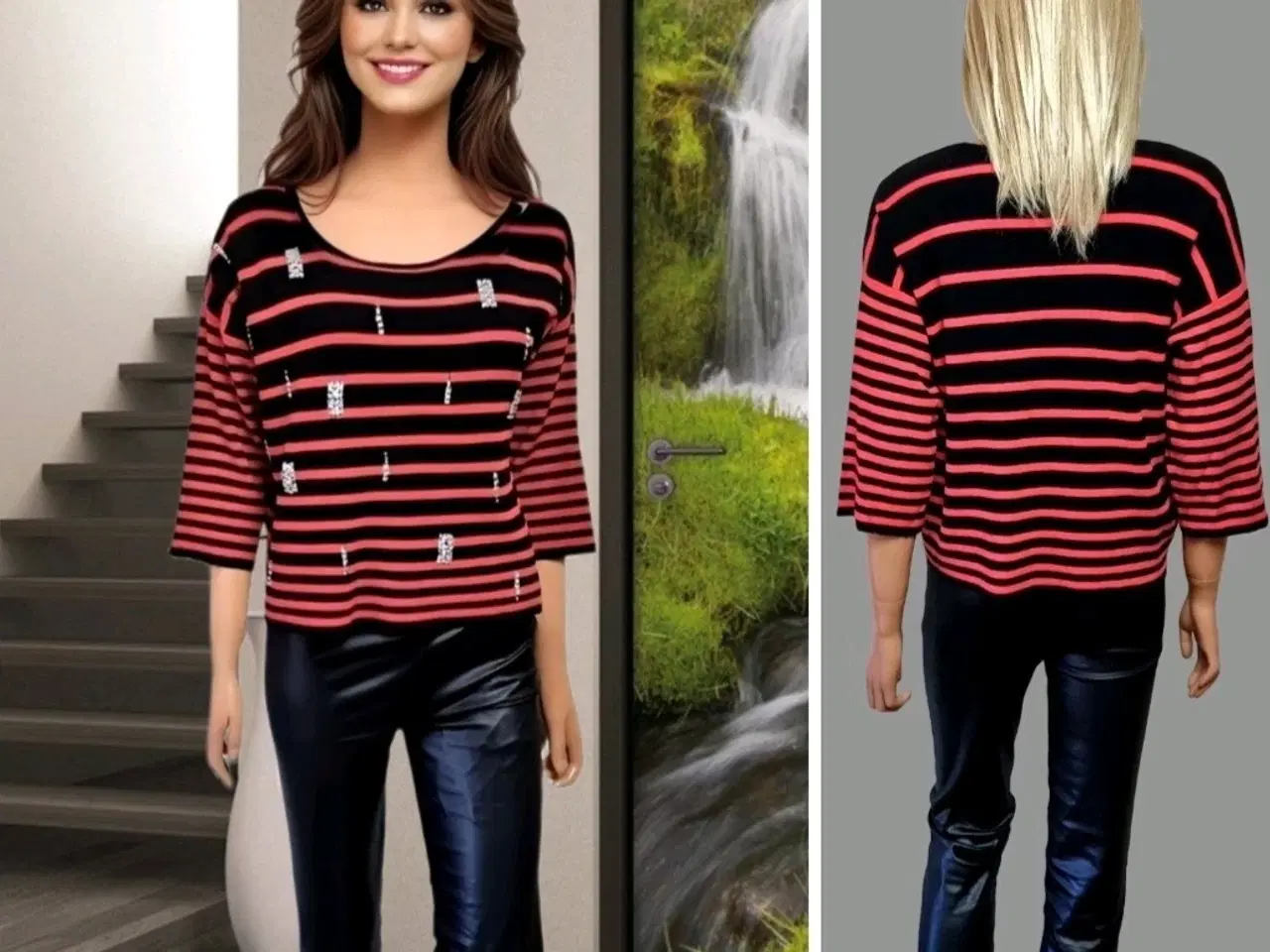 Billede 1 - Bluse f.Next brandet, med pling/bing-I sort-rød/M