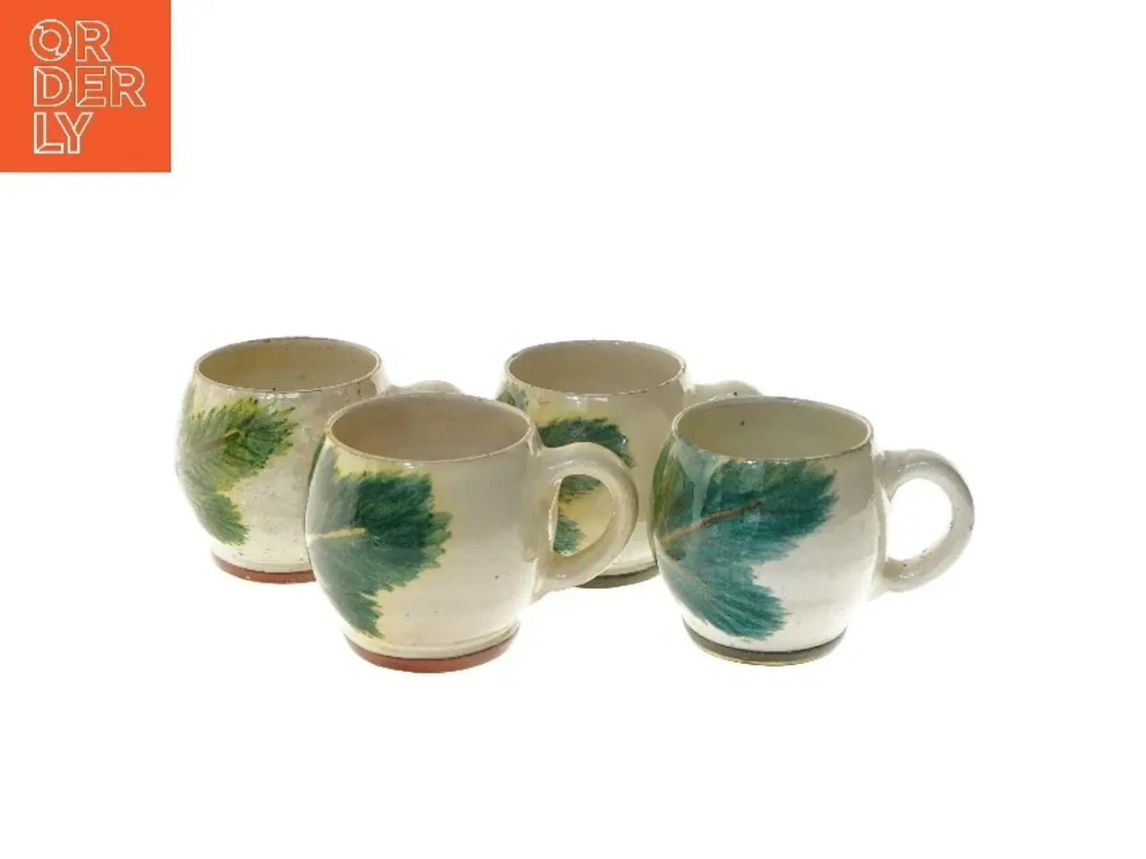 Billede 1 - Keramik kopper med grønt motiv (str. 9x8 cm, 4 styk cm) fra Munk Holte