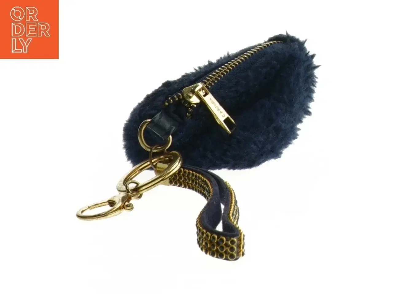 Billede 3 - Blå pels pompom nøglering fra Carpisa (str. 10 x 10 cm uden rem)