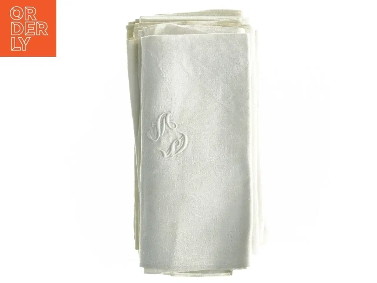 Billede 5 - Servietter i stof med broderet monogram (str. 47 x 47 cm)