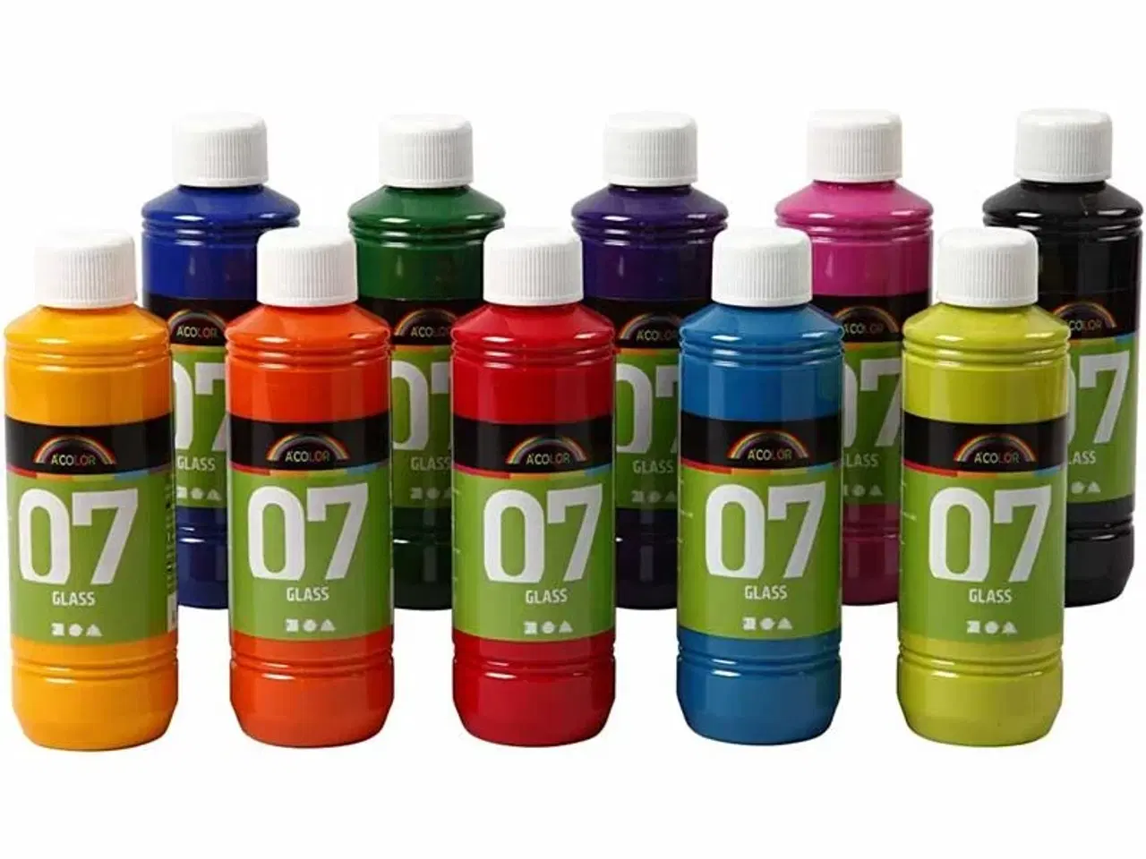 Billede 1 - A-Color Glass Lakmaling, 10x250ml, Ass. Farver