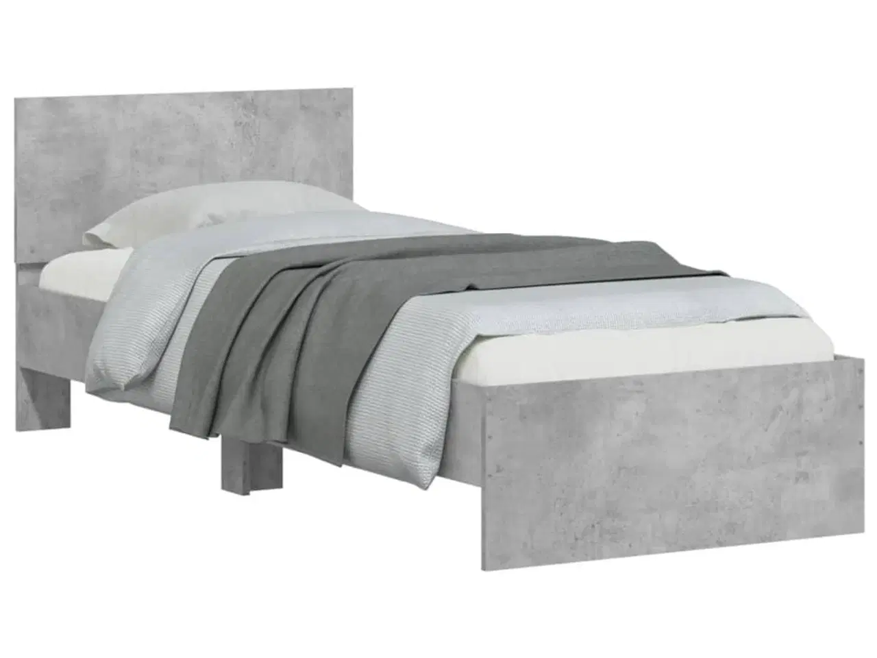 Billede 4 - Sengeramme med sengegavl 90x200 cm konstrueret træ betongrå