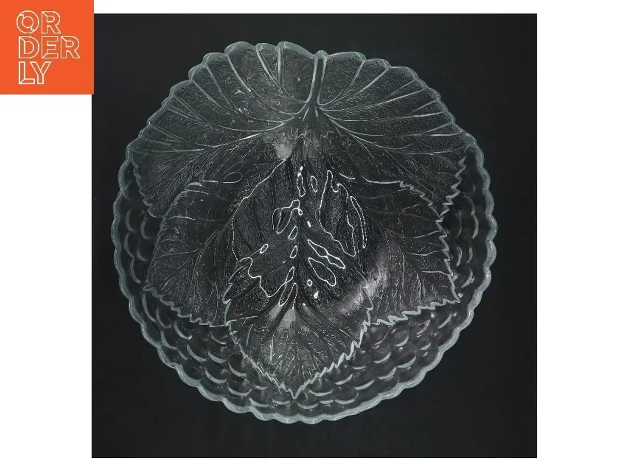 Billede 3 - Glas skål med bladmønster (str. Ø 23 cm)