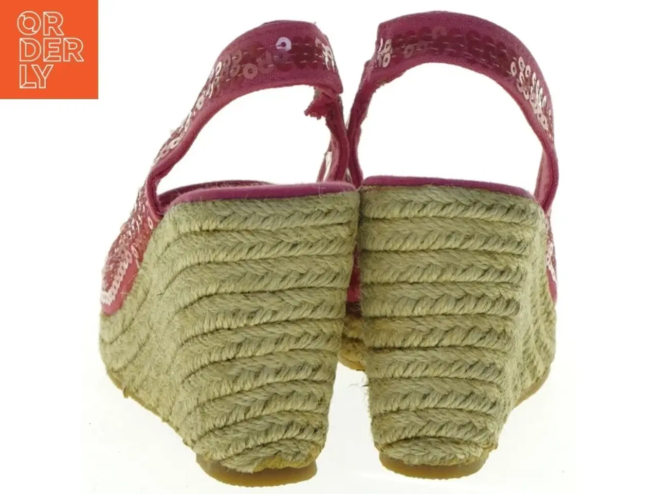 Billede 3 - Røde stof wedges sandaler med palietter fra ILSE JACOBSEN Hornbæk (str. 37)