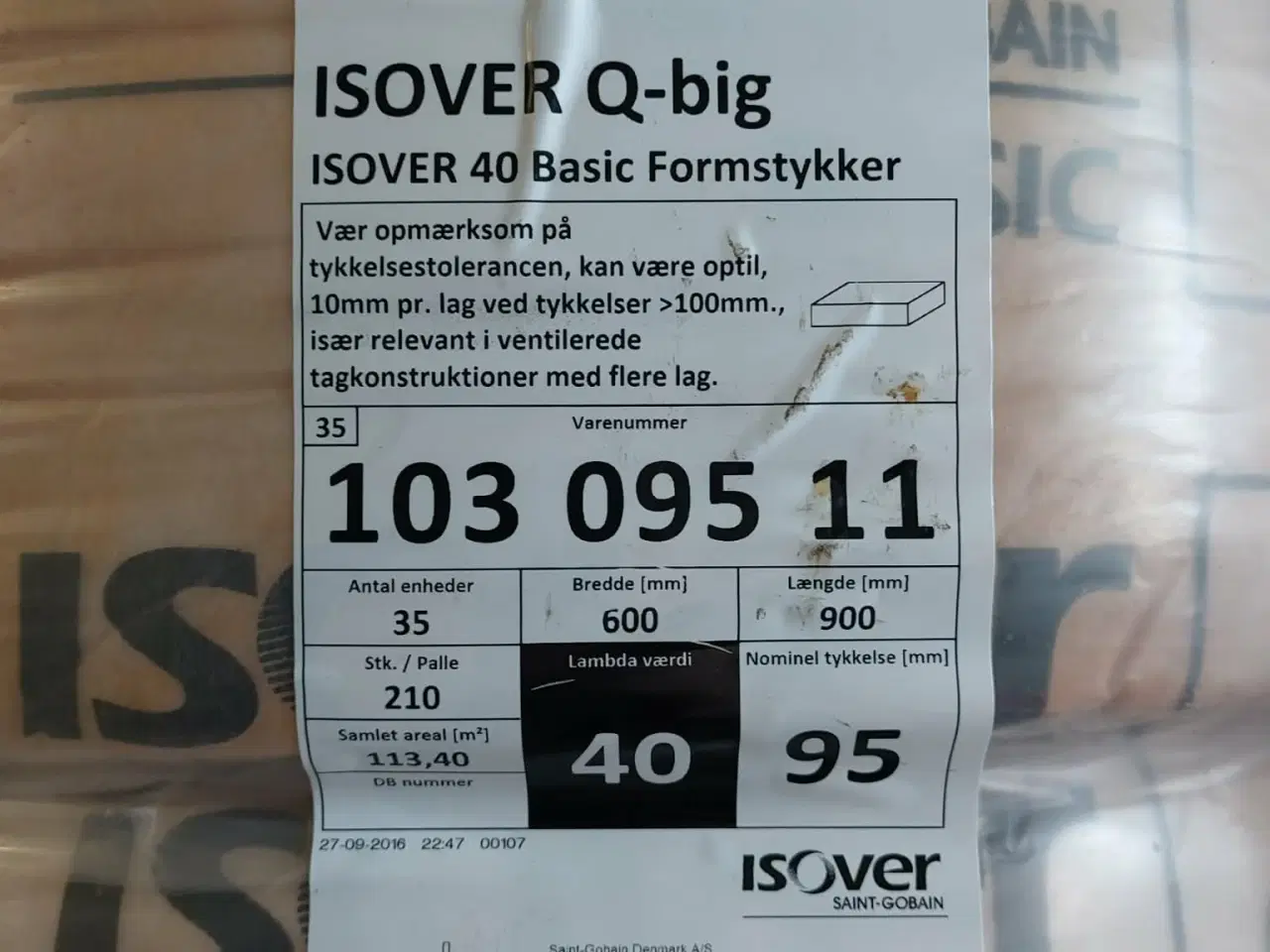 Billede 1 - 95 MM Isover/Isolering