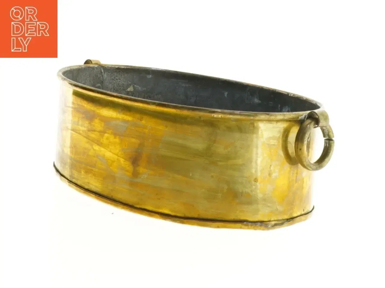 Billede 1 - Messingbakke med ringhåndtag (str. 26 x 17 x 9 cm)