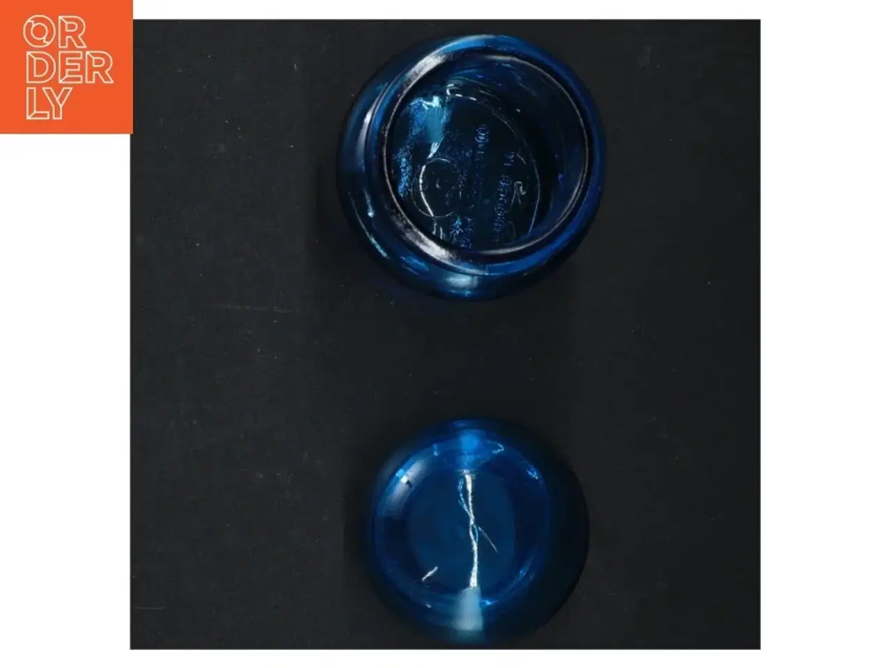Billede 6 - Blåt glas apotekerflaske med glasprop (str. 14 cm)