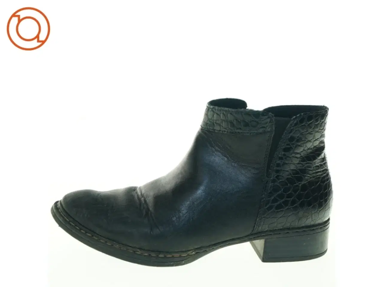Billede 1 - Sorte ankelstøvler med krokodilleprint fra Rieker (str. 37)