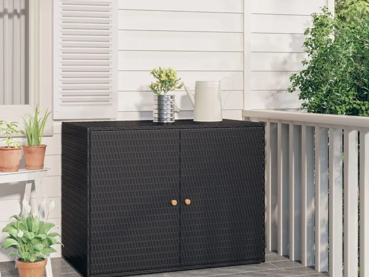 Billede 1 - Haveskab sort 100x55,5x80 cm polyrattan