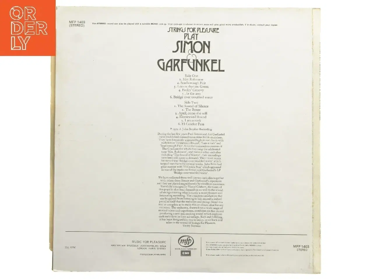 Billede 2 - Strings for Pleasure spiller Simon & Garfunkel LP
