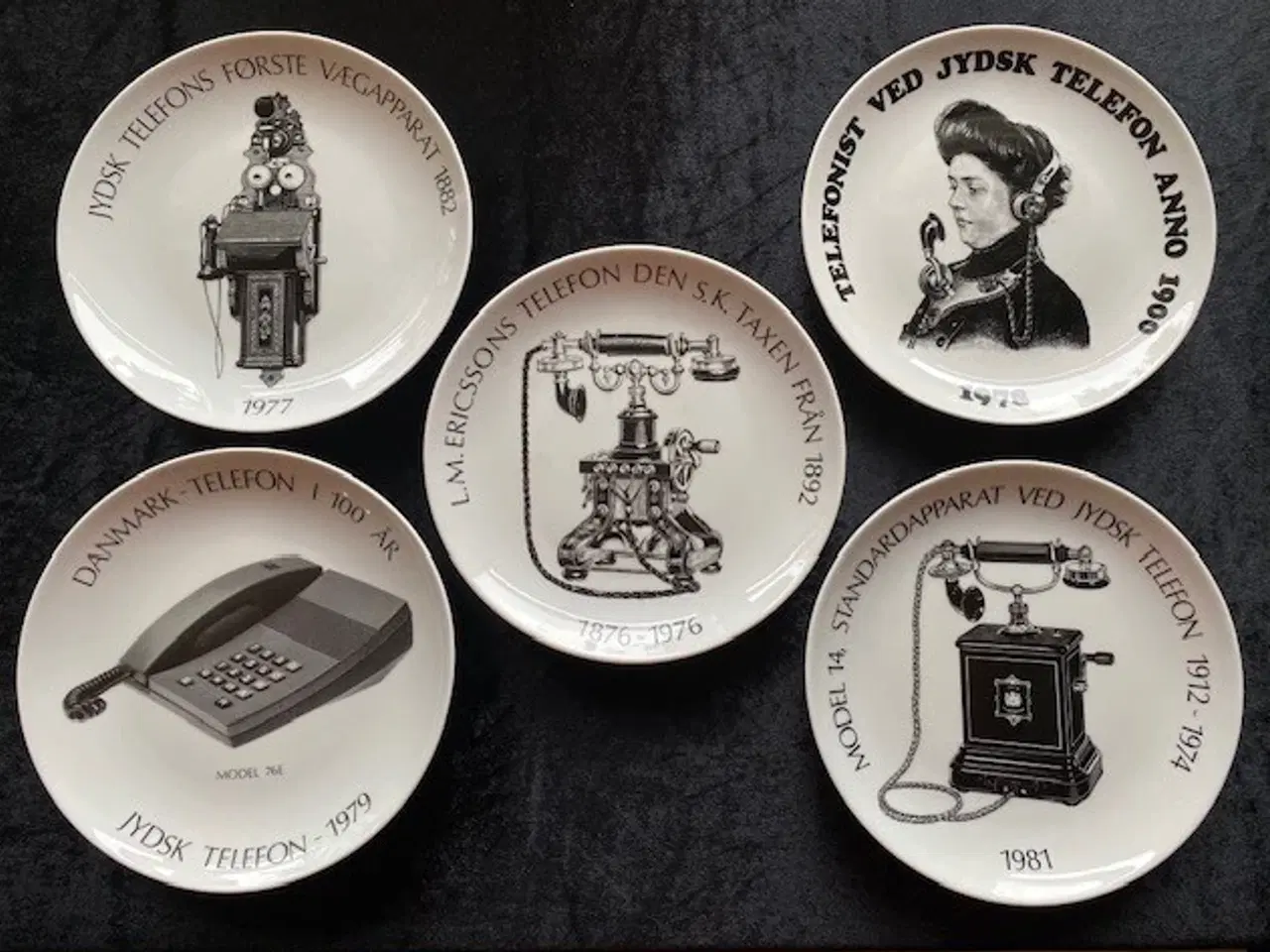 Billede 1 - 5 Rigtig flotte Jydsk Telefon gamle vintage platte