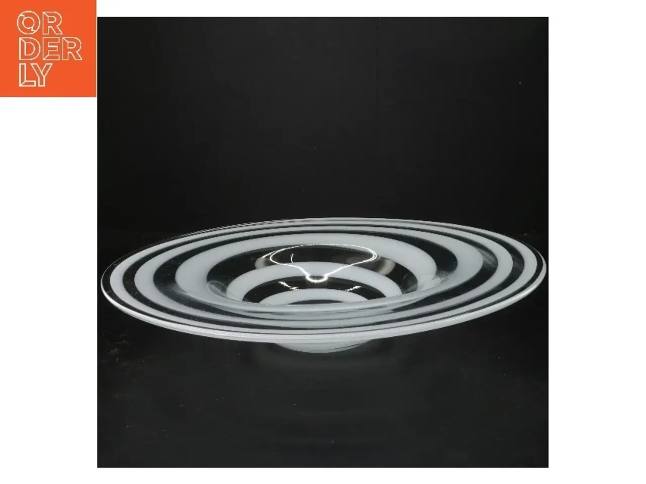 Billede 1 - Glasfad med hvide striber (str. Ø 36 cm)