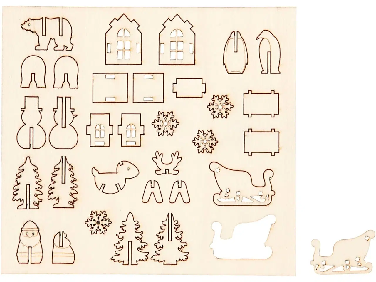 Billede 1 - Saml-selv træfigur til jul - 15,5 x 17 cm