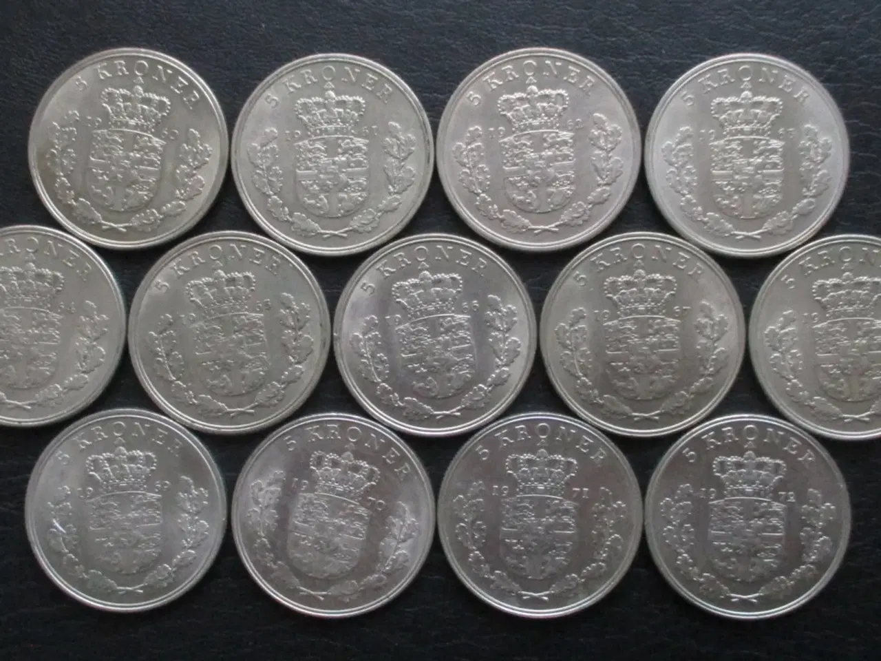 Billede 1 - 5 kr 1960-1972 Fr. IX komplet sæt møntskær