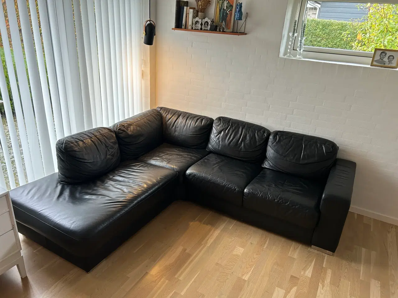 Billede 1 - Hjørnelædersofa med chaiselong 