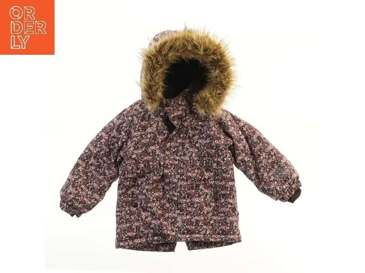 Billede 1 - Blomstret Vinterjakke med Pelskrave fra Minymo (str. 92)