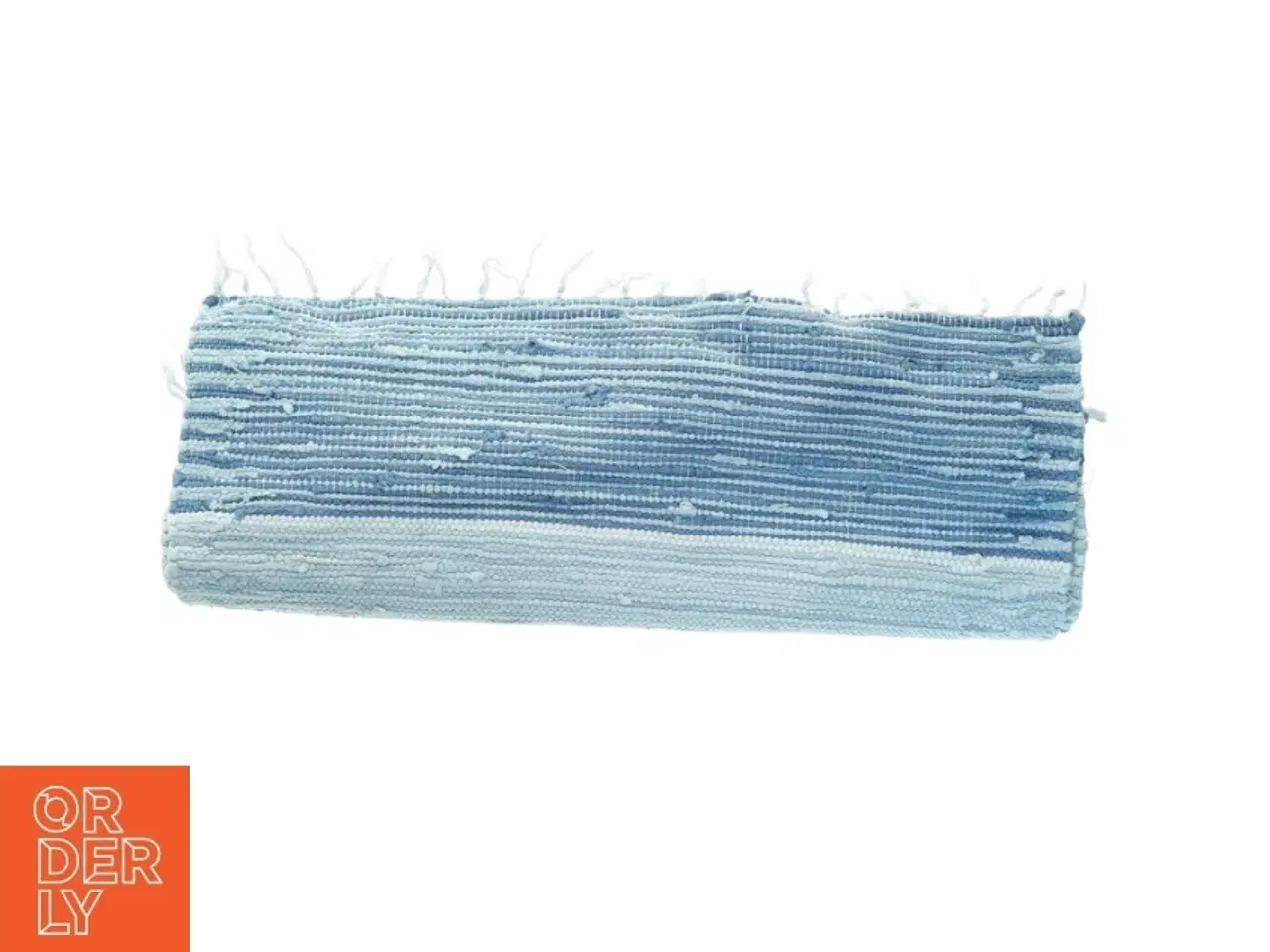 Billede 1 - Blåt håndvævet kludetæppe (str. 73 x 200 cm)