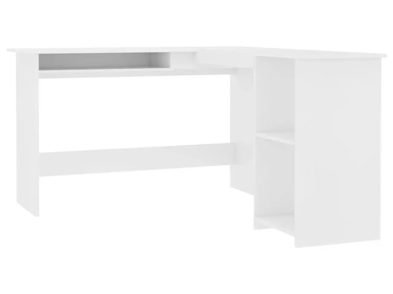Billede 2 - L-formet skrivebord 120x140x75 cm konstrueret træ hvid