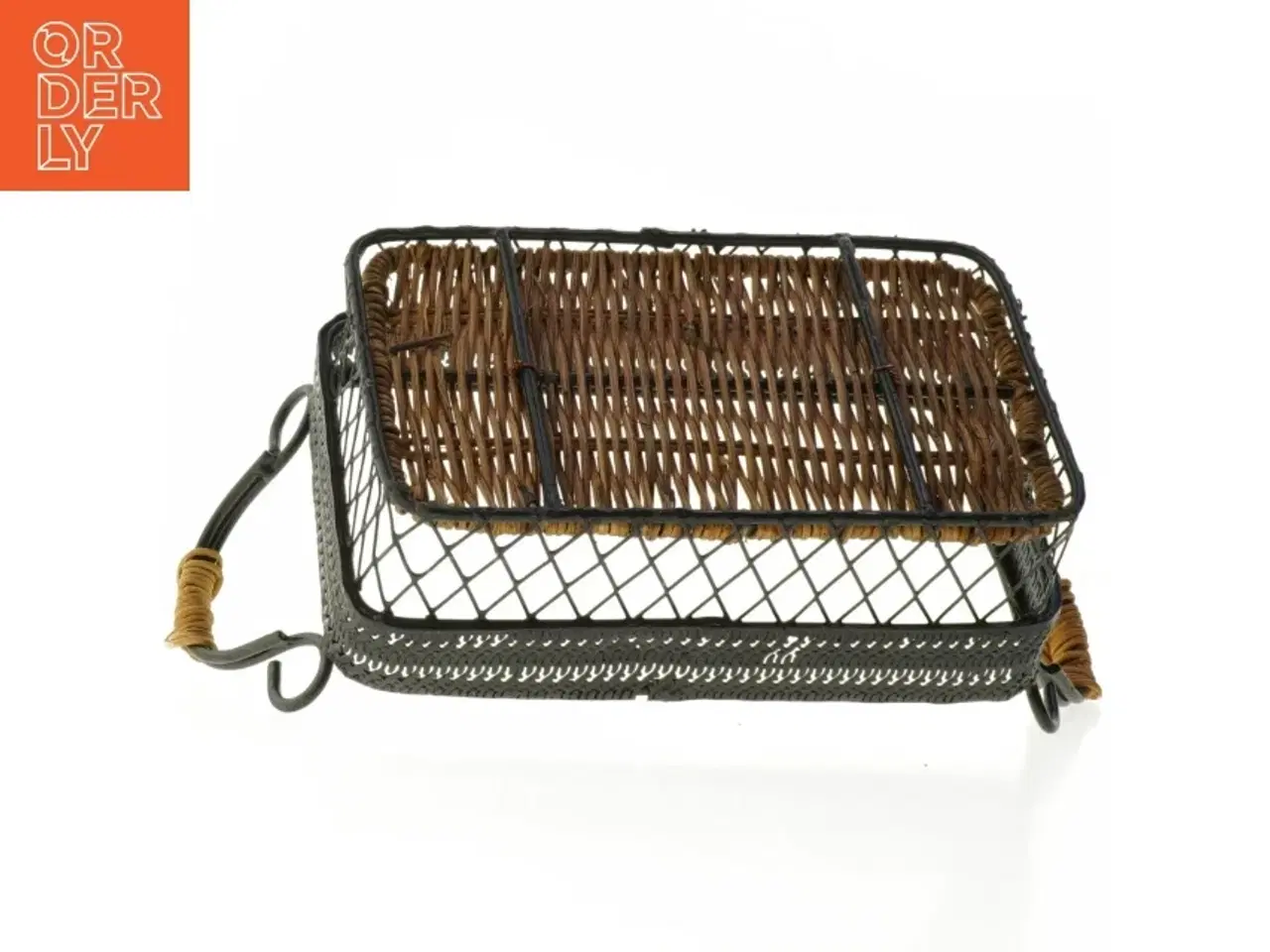 Billede 5 - Metalkurv med håndtag og flet (str. 21 x 13 cm)