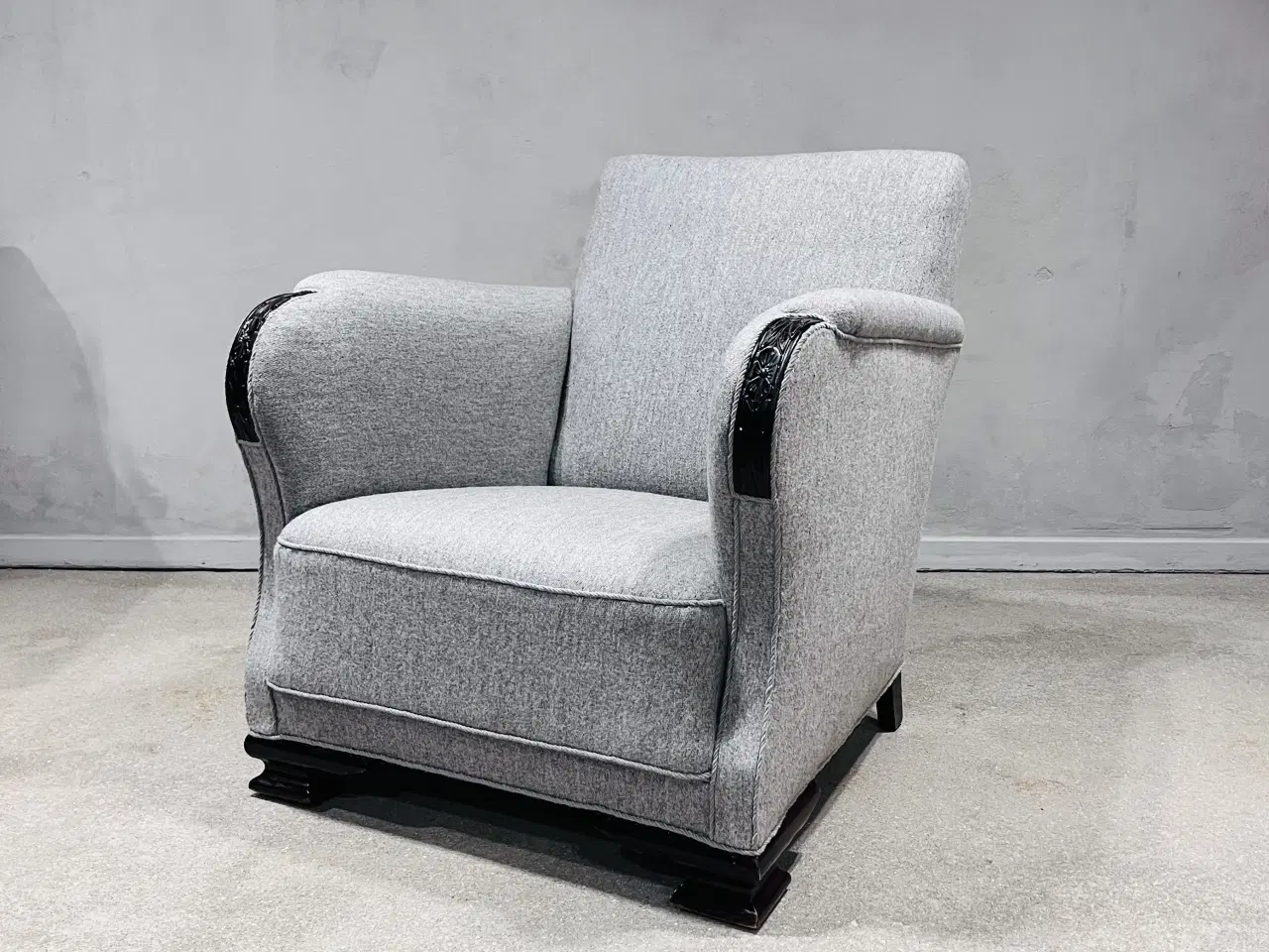 Billede 1 - Art Deco-lænestol, 1930', nyrestaureret, lys grå