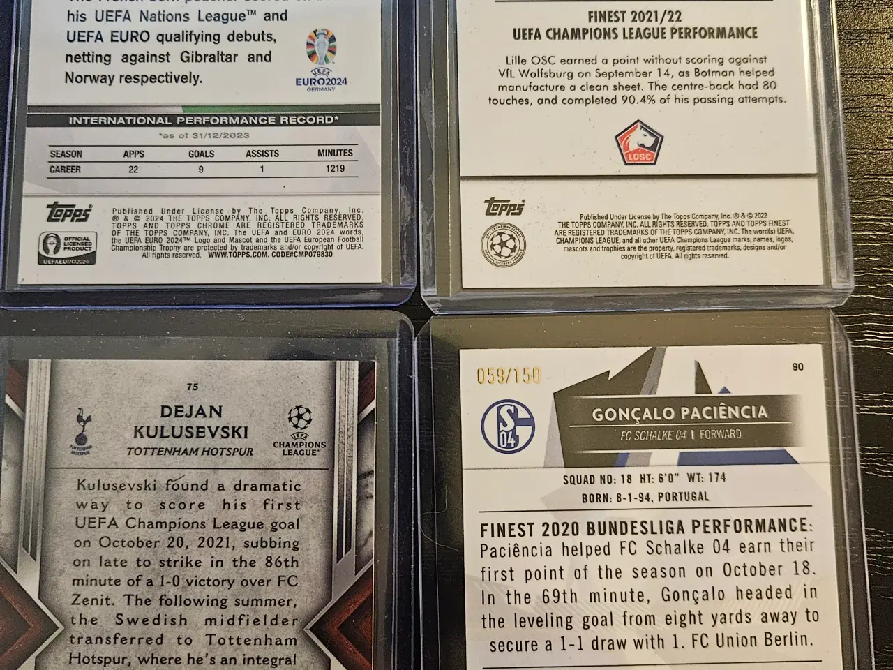 Billede 2 - 4 stk Nummereret Fodboldkort