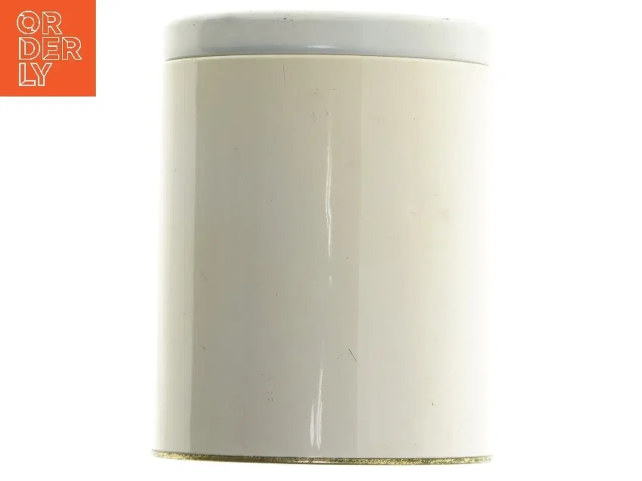 Billede 1 - Rund metaldåse med låg (str. Ø 11,5 cm længde 15 cm)