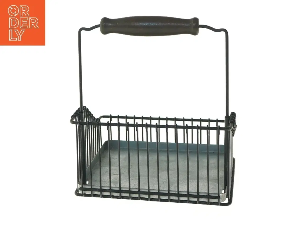 Billede 3 - Metaltråds kurv med træhåndtag (str. 19x20x22,5 cm)