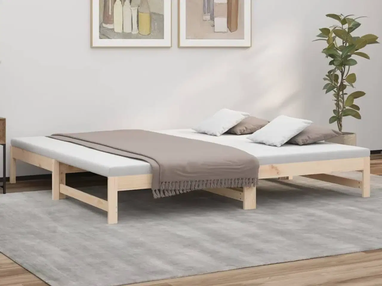 Billede 1 - Daybed med udtræk 2x(80x200) cm massivt fyrretræ