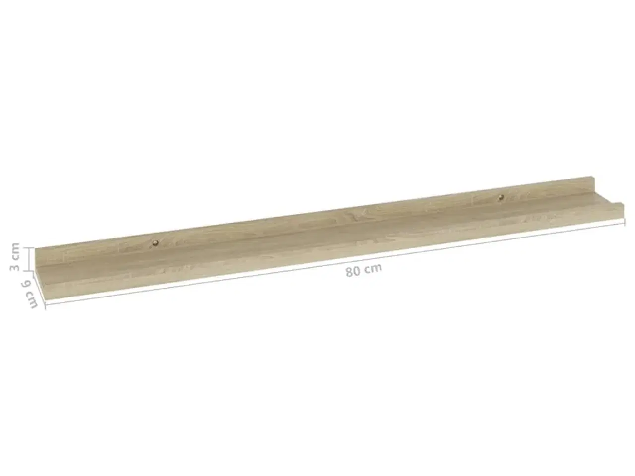Billede 10 - Væghylder 4 stk. 80x9x3 cm sonoma-eg