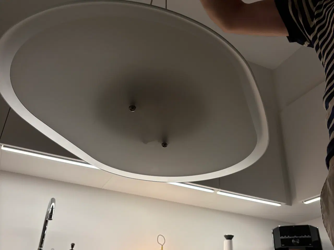 Billede 3 - Glas pendel ellipse med lysdæmper