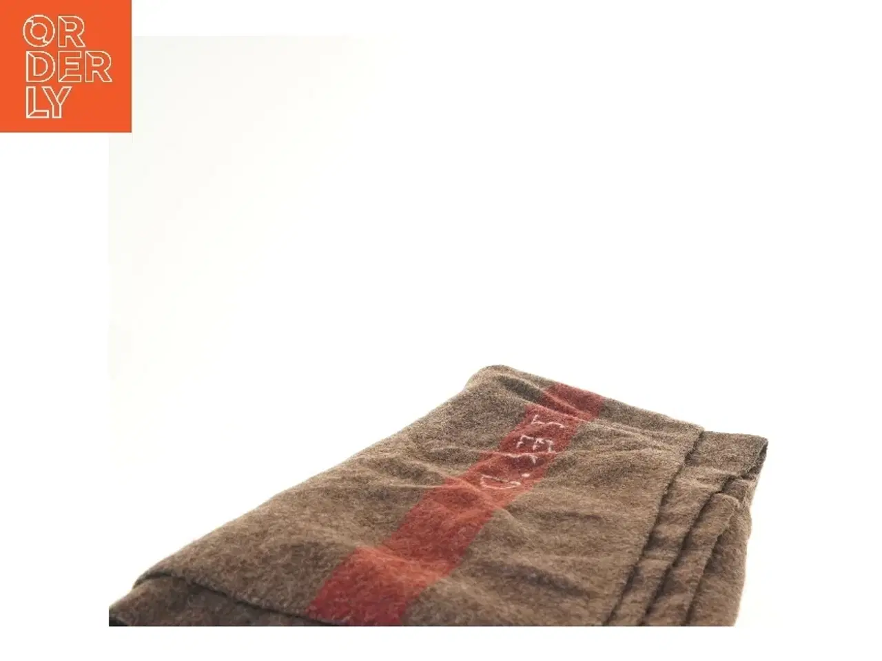 Billede 2 - Uldtæppe med rød stribe (str. 120x160 cm)