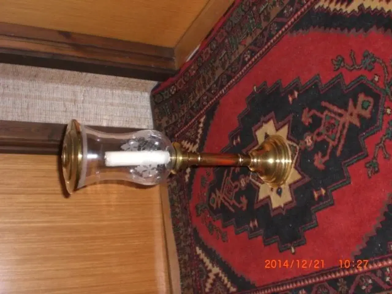 Billede 1 - Messing Lanterne med mønstret glas