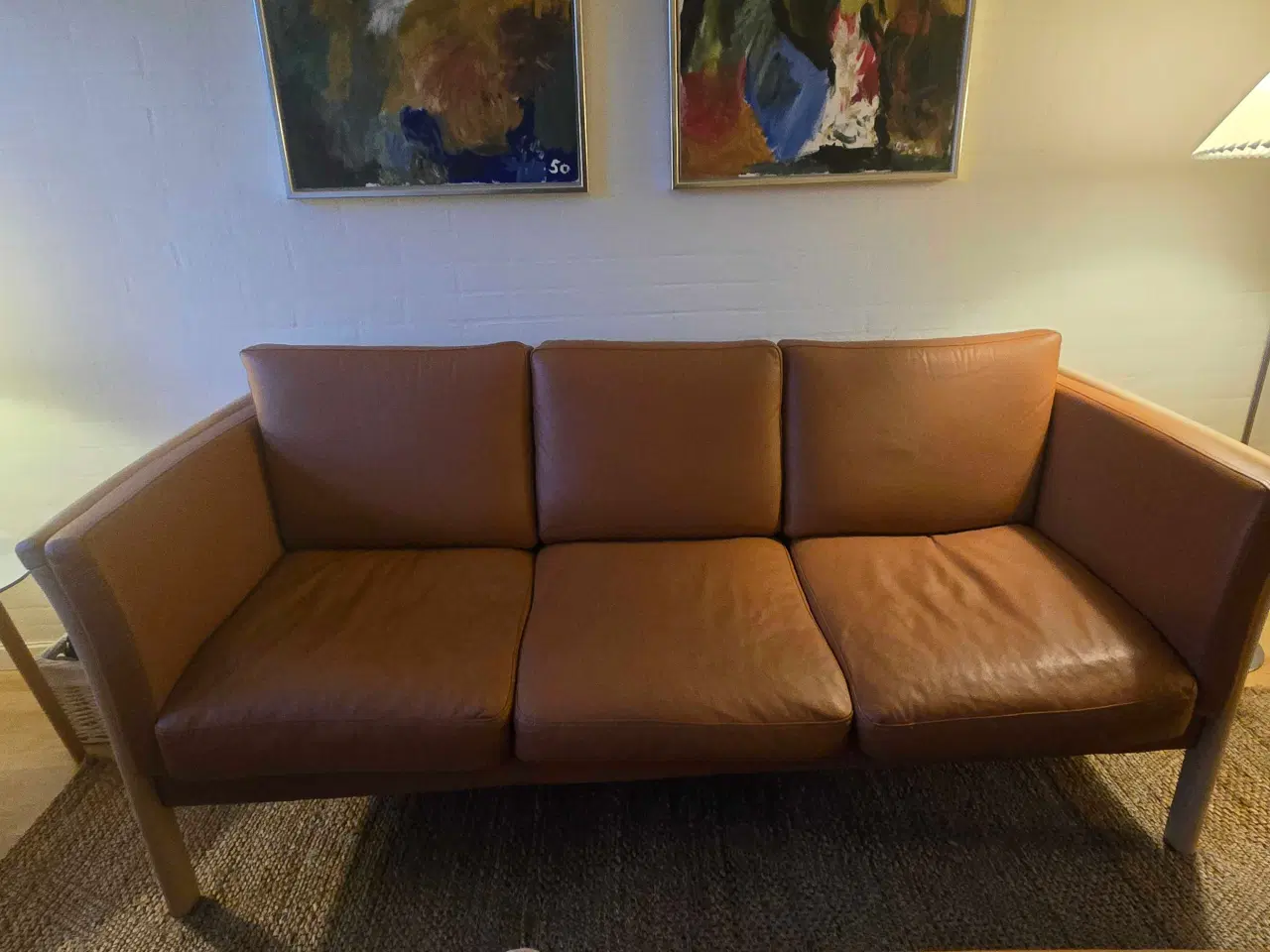 Billede 7 - 2 og 3 personers Cognac lædersofa 
