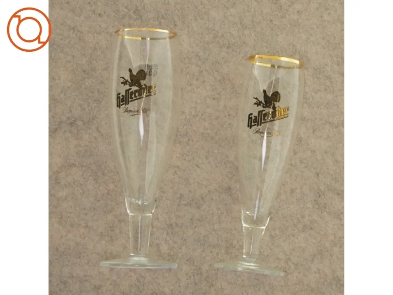 Billede 1 - Ølglas fra Hafferder (str. 22 x 7 cm og 20 x 7 cm)