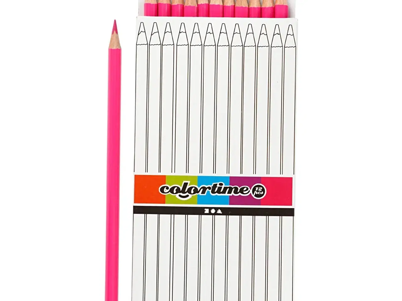 Billede 1 - Colortime Farveblyanter, L: 17 cm, mine 3 mm, pink, 12 stk./ 1 pk.