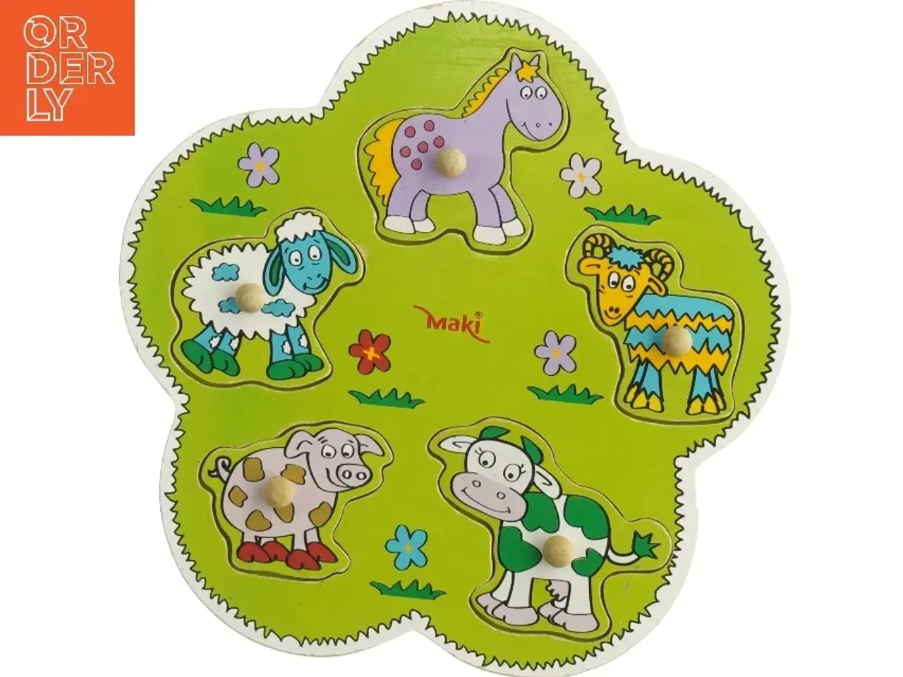 Billede 1 - Træpuslespil med bondegårdsdyr fra Maki (str. 25 x 26 cm)