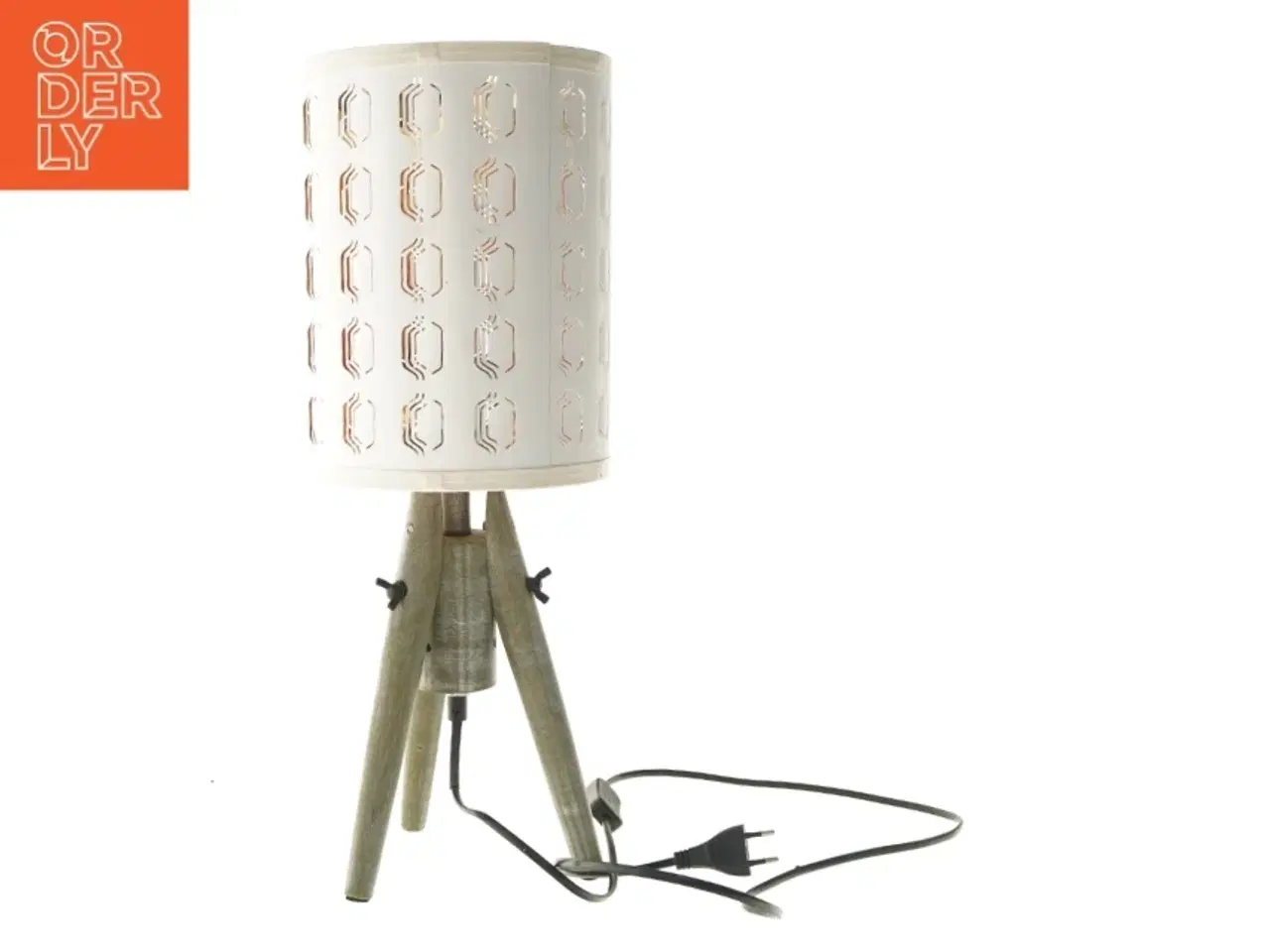 Billede 1 - Bordlampe med mønstret skærm (str. 52x20 cm)