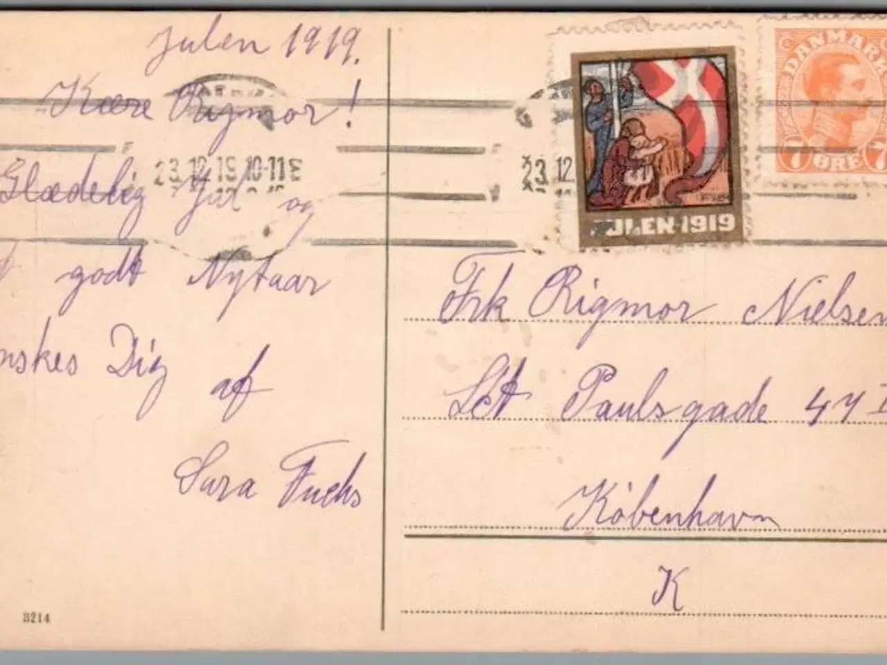 Billede 1 - Julemærke 1919 på Postkort