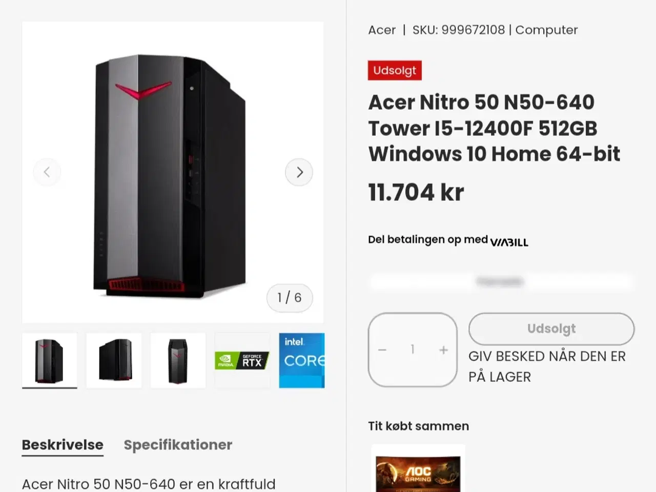 Billede 2 - RTX 3060 Ti Gamer Pc+24" Gamer skærm