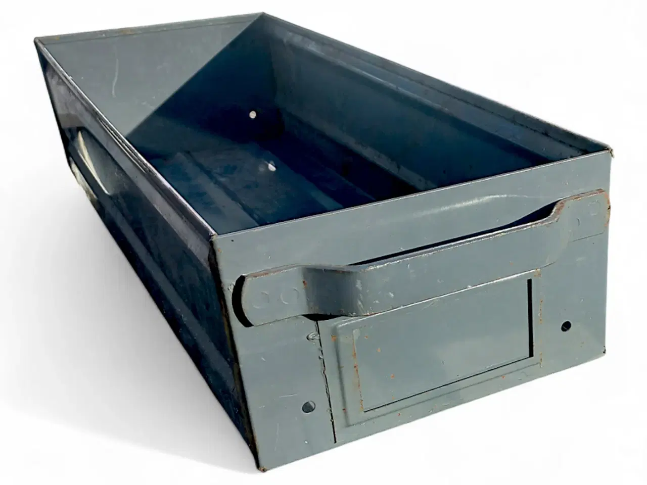 Billede 4 - Vintage industrikasse i metal – perfekt til opbeva