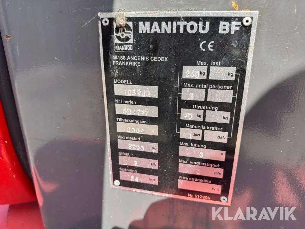 Billede 5 - Mastbomlift/vertikallift Manitou 105VJR