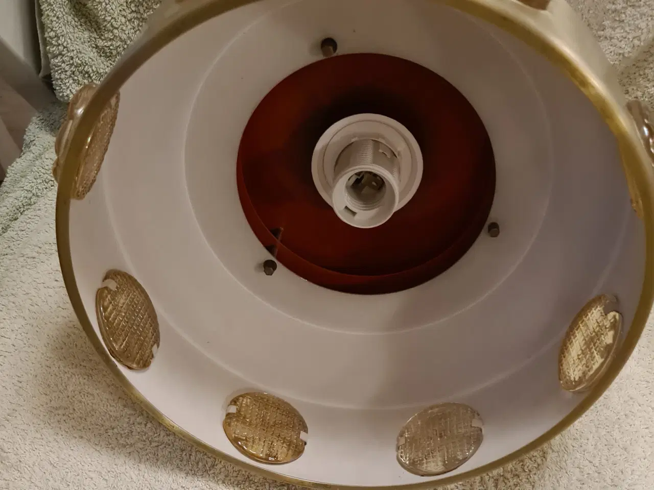 Billede 2 - Retro loftlampe i metal med glasdetaljer