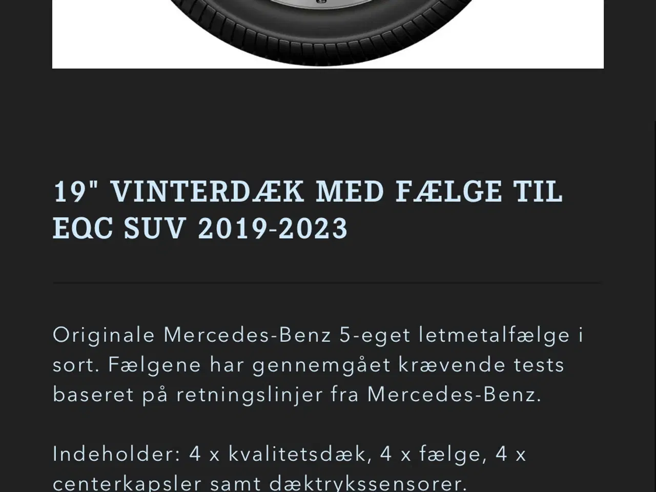 Billede 5 - Mercedes EQC 19” vinterdæk med fælge
