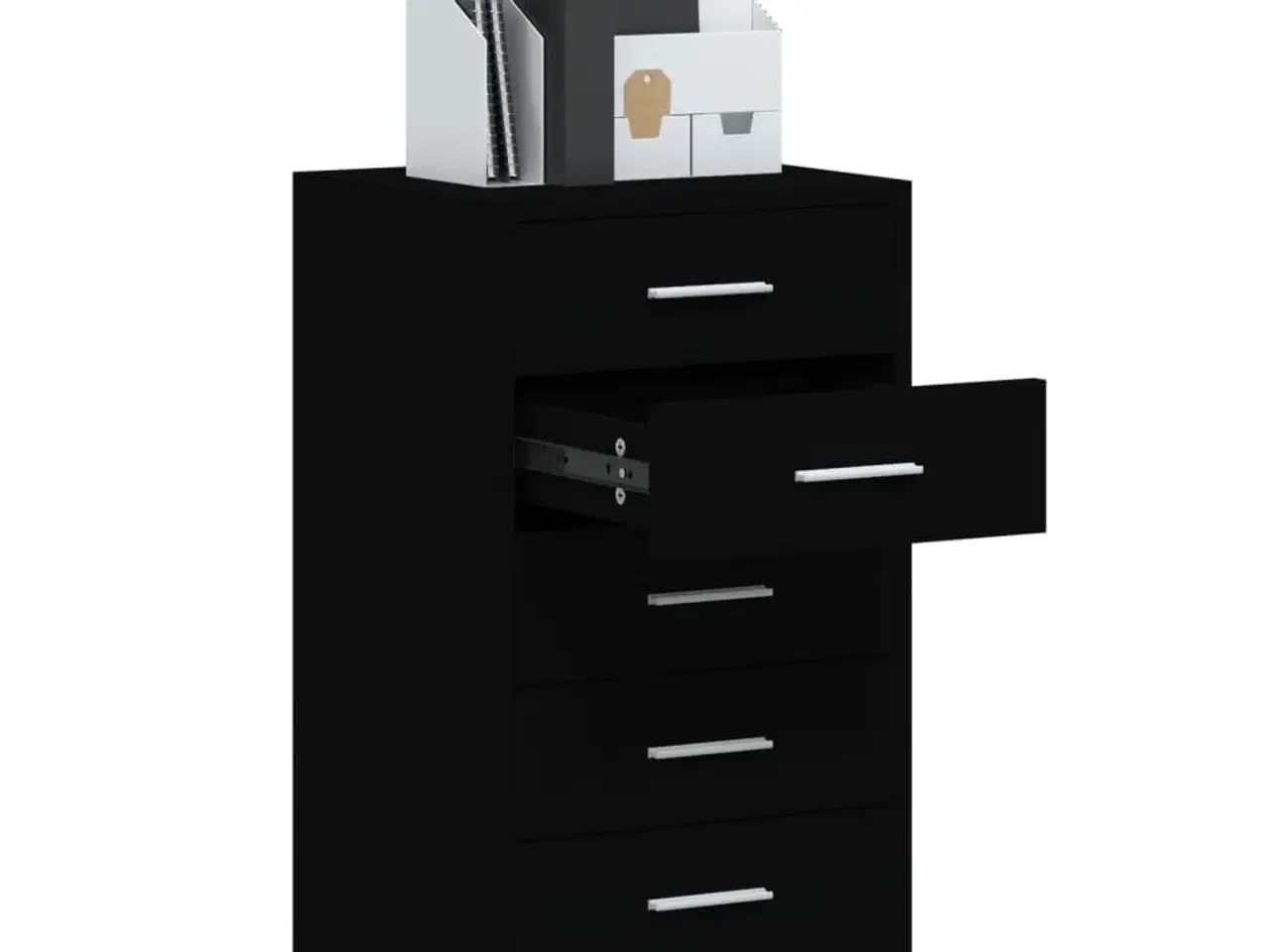 Billede 3 - Kommode med hjul konstrueret træ sort