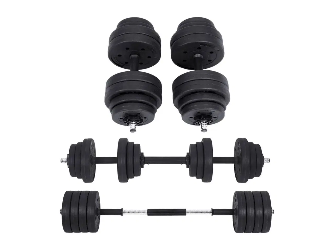 Billede 1 - Håndvægte sæt justerbare 2-i-1 – SONGMICS 2 × 15 kg med vægtstang, sort