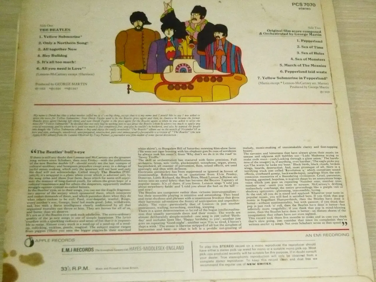 Billede 2 - THE BEATLES YELLOW SUBMARINE LP