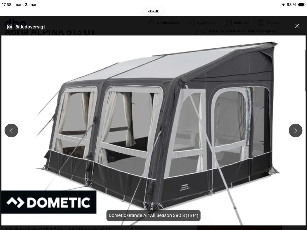 Billede 1 - Dometic lufttelt med ny tilbygning og andet tilbeh