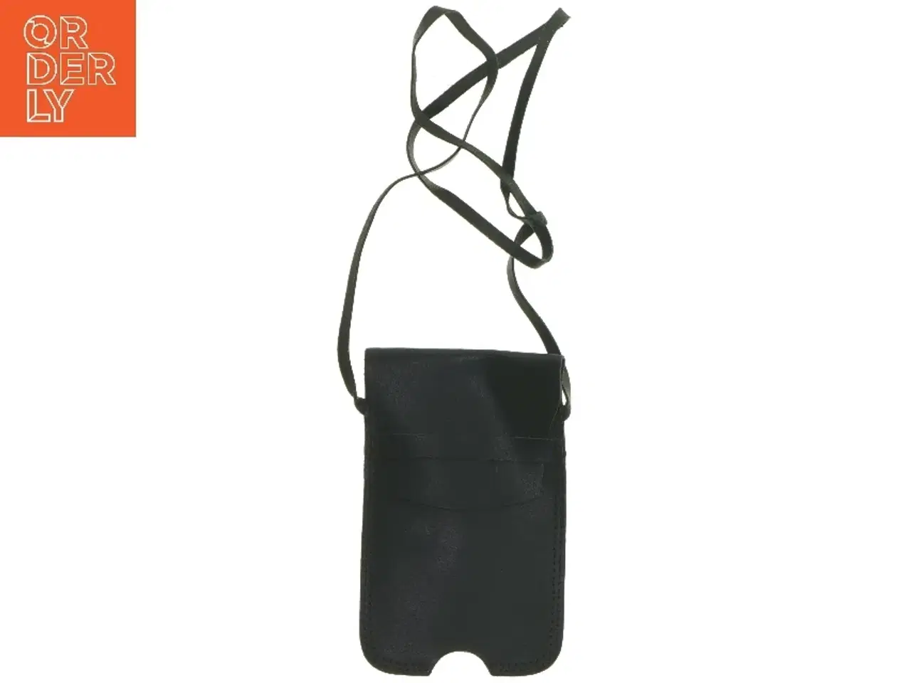 Billede 1 - Sort læder mobiltelefon taske (str. 15x9,5 cm)